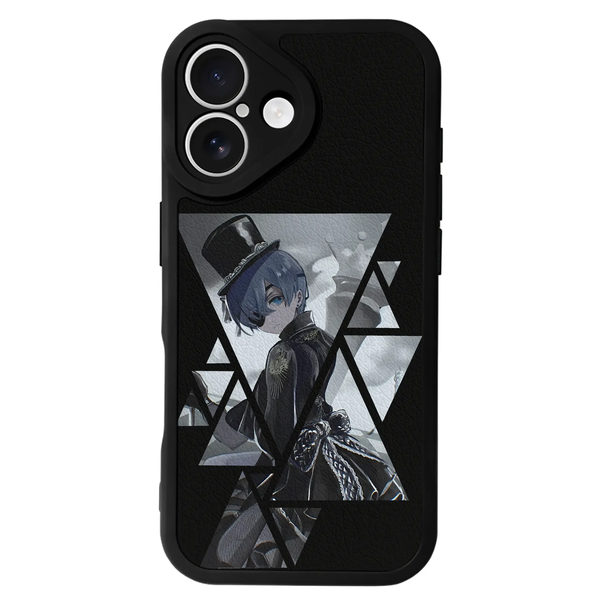 黒執事 グッズ,シエル・ファントムハイヴ - IPhone 16シリーズ対応 ・ シリコンスマホケース ・ レザー調 ・ 高精度フィット ・ 耐衝撃 ・ ワイヤレス充電対応 ・ 精密カット